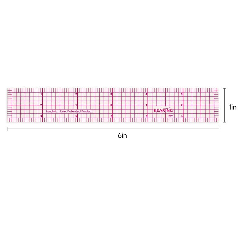KEARING Clear Sewing Graph Ruler Fashion Design Ruler, Sandwich Line, 1" x 6", Transparent Pattern Making Dress Making Ruler for Sewing Quilting - Image 2